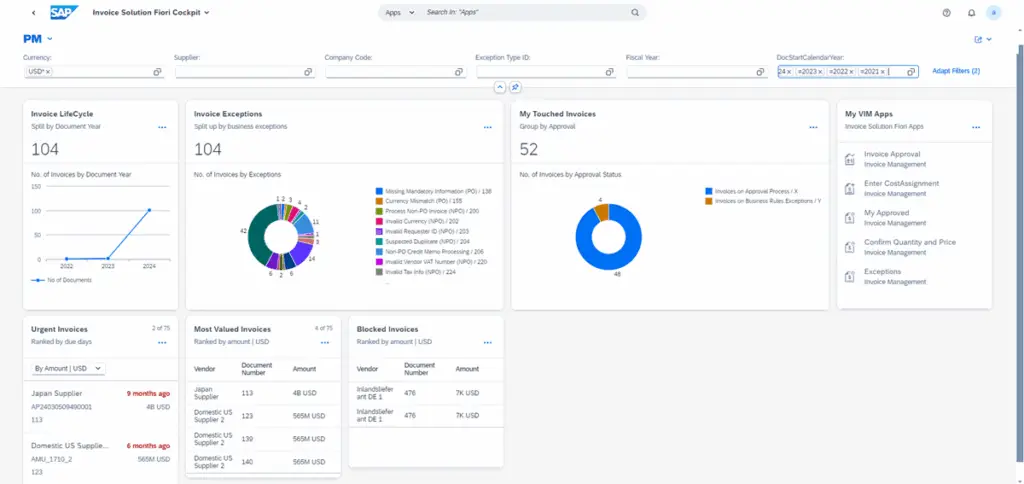 Invoice solution screenshot